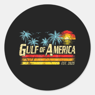 Retro Gulf Of Usa America Est 2025 American Flag Classic Round Sticker