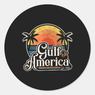 Retro Gulf Of Usa America Est 2025 American Flag  Classic Round Sticker