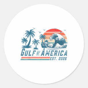 Retro Gulf Of Usa America Est 2025 American Flag Classic Round Sticker