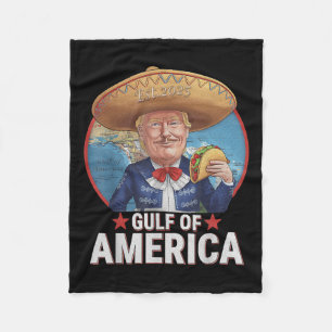 Retro Gulf Of Usa America Est 2025 American Flag Fleece Blanket