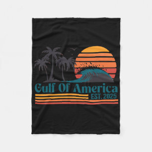 Retro Gulf Of Usa America Est 2025 American Flag Fleece Blanket