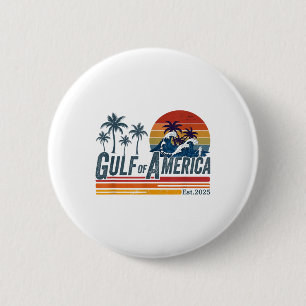 Retro Gulf Of Usa America Est 2025 American Flag G 6 Cm Round Badge
