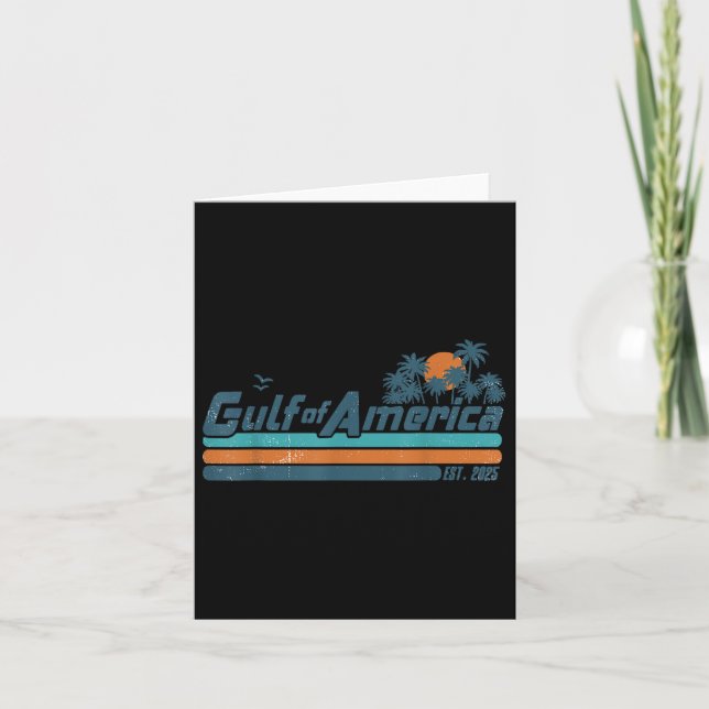 Retro Gulf Of Usa America Est 2025 American Flag G Card (Front)