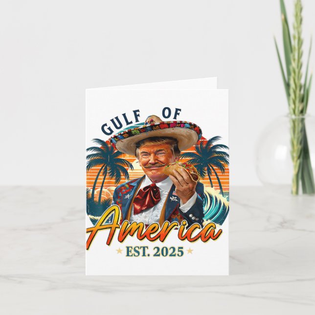 Retro Gulf Of Usa America Est 2025 American Flag G Card (Front)