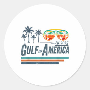 Retro Gulf Of Usa America Est 2025 American Flag G Classic Round Sticker