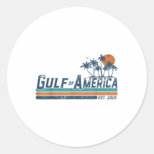 Retro Gulf Of Usa America Est 2025 American Flag G Classic Round Sticker