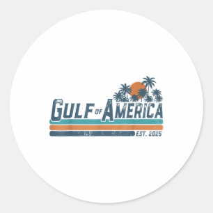 Retro Gulf Of Usa America Est 2025 American Flag G Classic Round Sticker