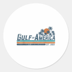 Retro Gulf Of Usa America Est 2025 American Flag G Classic Round Sticker