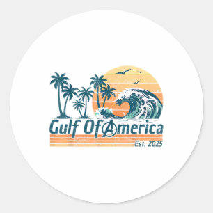 Retro Gulf Of Usa America Est 2025 American Flag G Classic Round Sticker