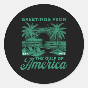 Retro Gulf Of Usa America Est 2025 American Flag G Classic Round Sticker