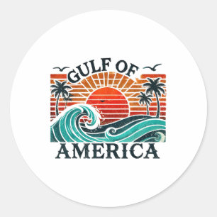Retro Gulf Of Usa America Est 2025 American Flag G Classic Round Sticker