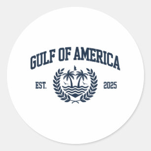 Retro Gulf Of Usa America Est 2025 American Flag G Classic Round Sticker