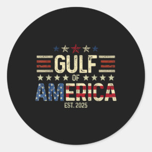 Retro Gulf Of Usa America Est 2025 American Flag G Classic Round Sticker