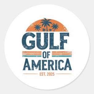 Retro Gulf Of Usa America Est 2025 American Flag G Classic Round Sticker