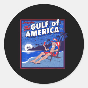 Retro Gulf Of Usa America Est 2025 American Flag G Classic Round Sticker