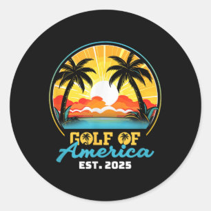 Retro Gulf Of Usa America Est 2025 American Flag G Classic Round Sticker