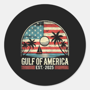 Retro Gulf Of Usa America Est 2025 American Flag G Classic Round Sticker