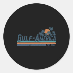 Retro Gulf Of Usa America Est 2025 American Flag G Classic Round Sticker