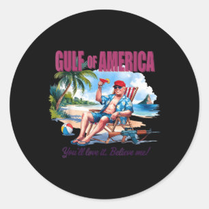 Retro Gulf Of Usa America Est 2025 American Flag G Classic Round Sticker