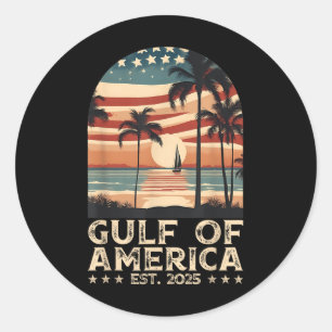 Retro Gulf Of Usa America Est 2025 American Flag G Classic Round Sticker