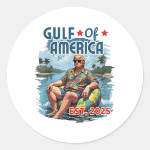 Retro Gulf Of Usa America Est 2025 American Flag G Classic Round Sticker