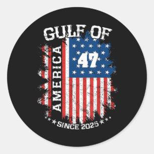 Retro Gulf Of Usa America Est 2025 American Flag G Classic Round Sticker