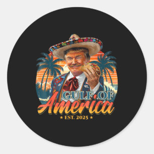 Retro Gulf Of Usa America Est 2025 American Flag G Classic Round Sticker