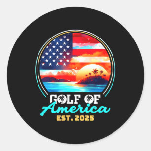 Retro Gulf Of Usa America Est 2025 American Flag G Classic Round Sticker