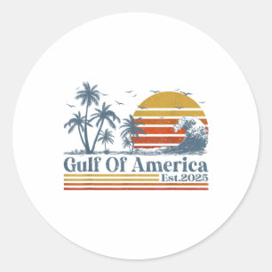 Retro Gulf Of Usa America Est 2025 American Flag G Classic Round Sticker