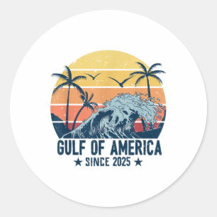 Retro Gulf Of Usa America Est 2025 American Flag G Classic Round Sticker