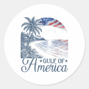Retro Gulf Of Usa America Est 2025 American Flag G Classic Round Sticker