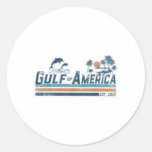 Retro Gulf Of Usa America Est 2025 American Flag G Classic Round Sticker