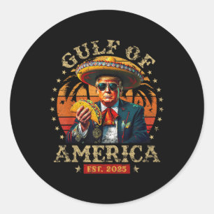 Retro Gulf Of Usa America Est 2025 American Flag G Classic Round Sticker