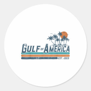 Retro Gulf Of Usa America Est 2025 American Flag G Classic Round Sticker