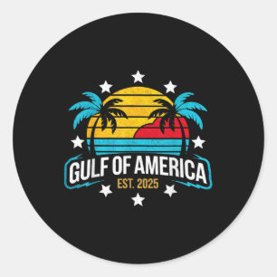 Retro Gulf Of Usa America Est 2025 American Flag G Classic Round Sticker