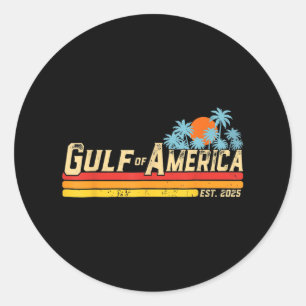 Retro Gulf Of Usa America Est 2025 American Flag G Classic Round Sticker
