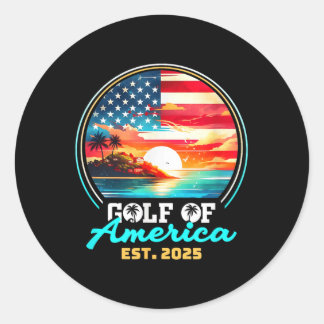 Retro Gulf Of Usa America Est 2025 American Flag G Classic Round Sticker