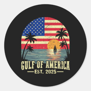Retro Gulf Of Usa America Est 2025 American Flag G Classic Round Sticker
