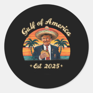 Retro Gulf Of Usa America Est 2025 American Flag G Classic Round Sticker