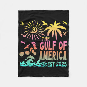 Retro Gulf Of Usa America Est 2025 American Flag G Fleece Blanket