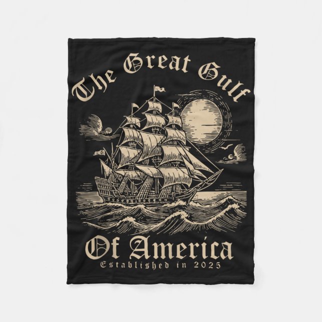 Retro Gulf Of Usa America Est 2025 American Flag G Fleece Blanket (Front)