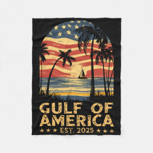 Retro Gulf Of Usa America Est 2025 American Flag G Fleece Blanket