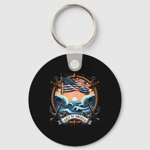 Retro Gulf Of Usa America Est 2025 American Flag G Key Ring