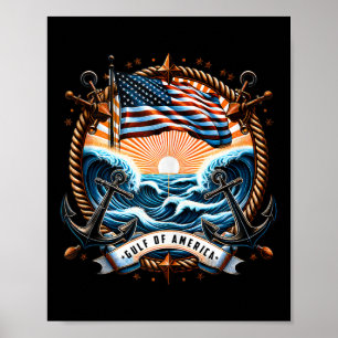 Retro Gulf Of Usa America Est 2025 American Flag G Poster