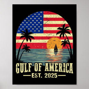 Retro Gulf Of Usa America Est 2025 American Flag G Poster
