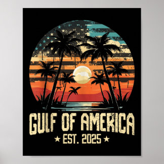 Retro Gulf Of Usa America Est 2025 American Flag G Poster