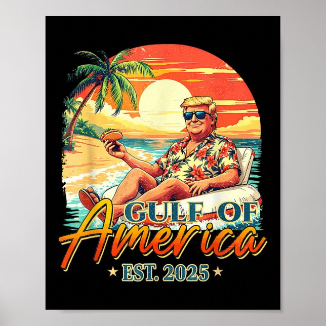 Retro Gulf Of Usa America Est 2025 American Flag G Poster (Front)