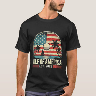 Retro Gulf Of Usa America Est 2025 American Flag G T-Shirt