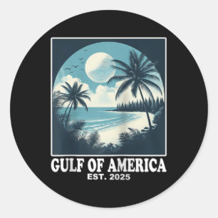 Retro Gulf Of Usa America Est 2025 American Flag J Classic Round Sticker