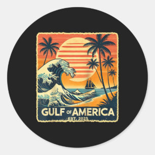 Retro Gulf Of Usa America Est 2025 American Flag J Classic Round Sticker